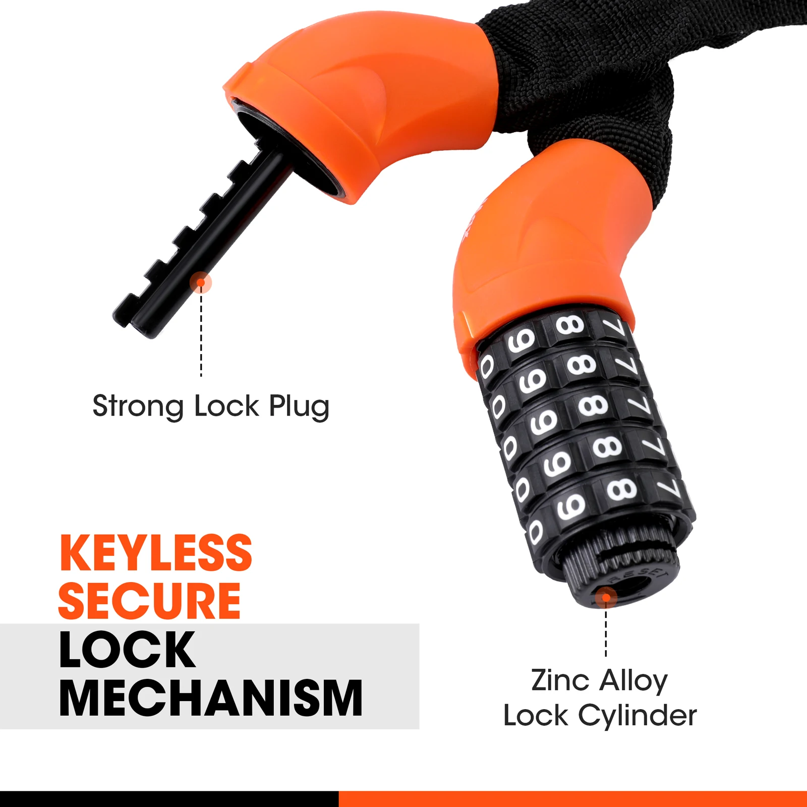 ValueMax 6*1000mm Password Bike Chain Lock Anti-theft Bicycle Lock Mountain MTB Road Bike Safety Motorcycle Scooter Accessories