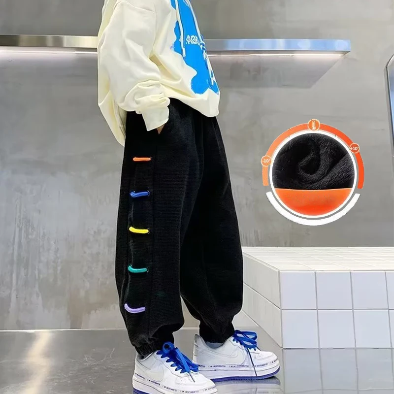 Children's Plush Sports Pants Spring And Autumn Casual For Older Children 12 Years