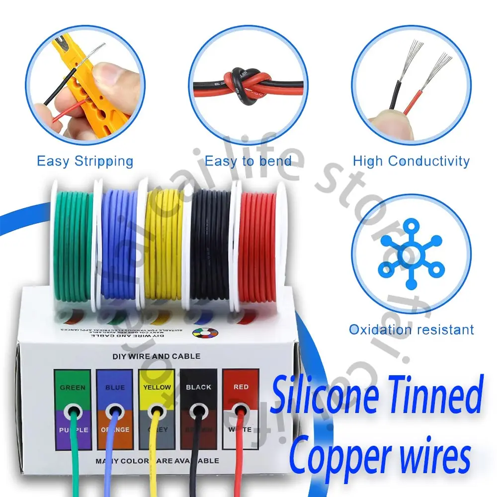 HookUpSiliconWire302824201816AWGElectricWire5Colors