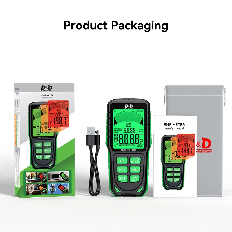 RD637 EMF Detector Professional Electromagnetic Field Radiation Meter Handheld Portable Radio Frequency Tester 6