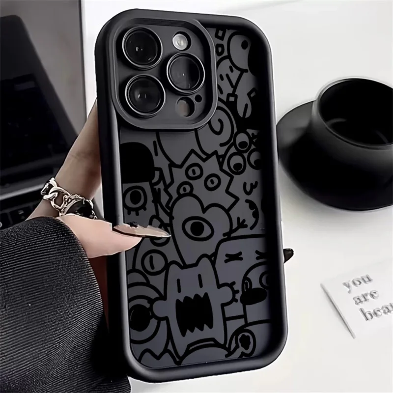 Black Graffiti Matte Silicone Phone Case