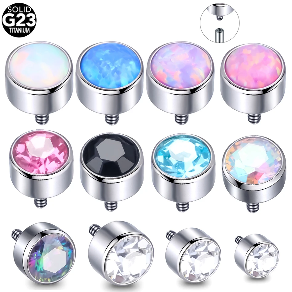 1Pc Titanium Micro Dermal Piercing Skin Diver Surface Piercing Opal Dermal Anchor Rings Cz Crystal Dermal Top Return Jewelry