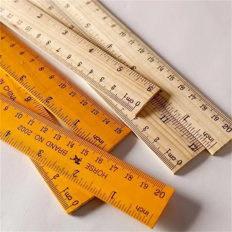 Wooden Straight Ruler 15/20/30cm Single Sided Double Scale Ruler Student Stationery Office Precision Measuring Tool