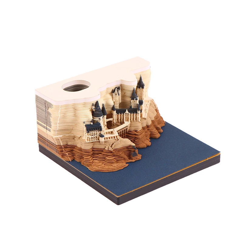 Castl Desk Calendar With LED Lights 2025 Calendar Memo Pad Creative Desk DIY Notes Notepad 3D Art Paper
