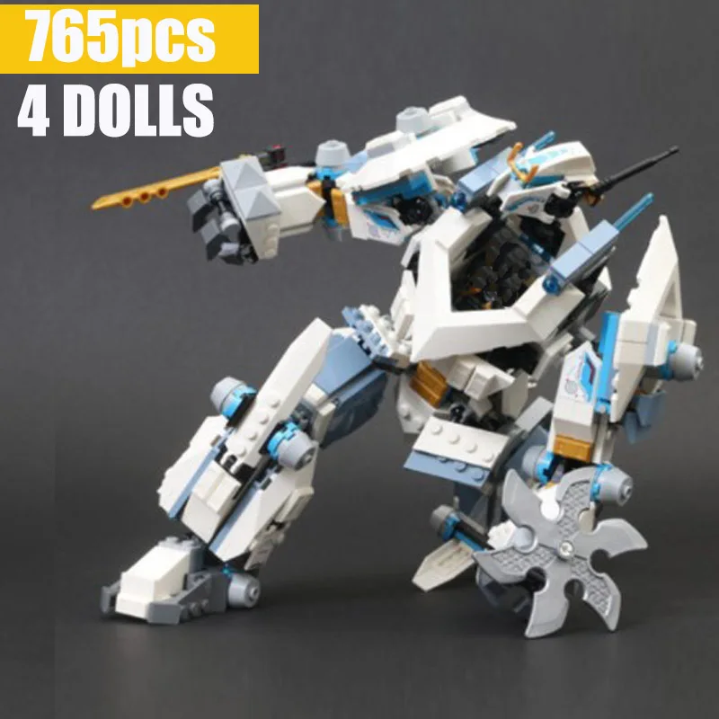 

2021New 765PCS Zane's Titan Mech Battle Compatible With 71738 4 Figures Bricks Building Blocks diy Toys For Boy Birthday Gifts