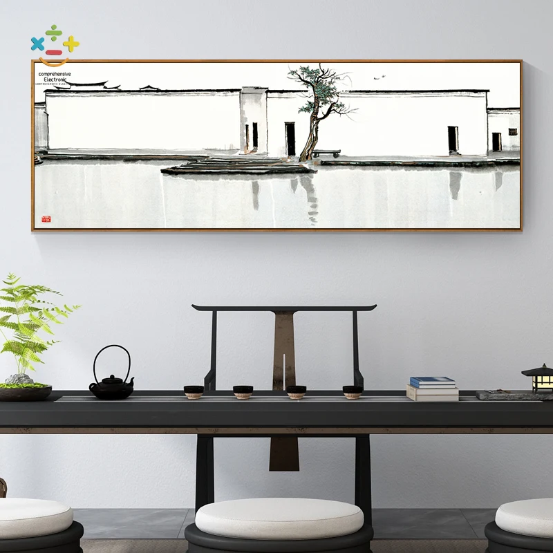 

Zen Ink Decorative Painting New Chinese Style Living Room Sofa Background Wall Painting Office Landscape Middle Hall Hanging