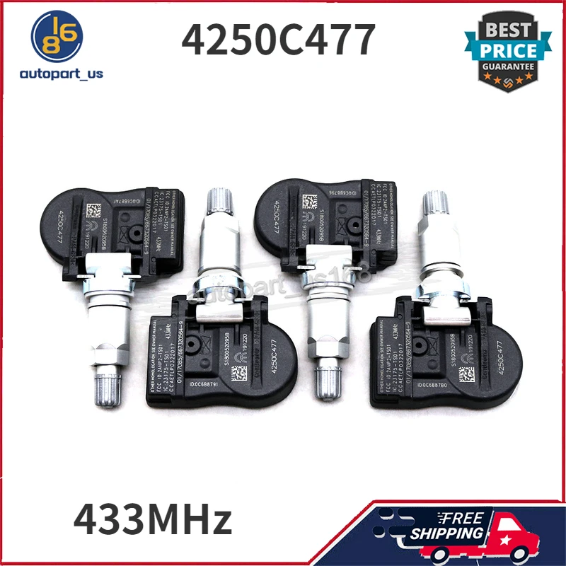 

4PCS Tire Pressure Sensor 433MHZ TPMS 4250C477 For Mitsubishi ASX i-MiEV L200 Lancer Outlander Citroen C Zero Peugeot 4008 iOn