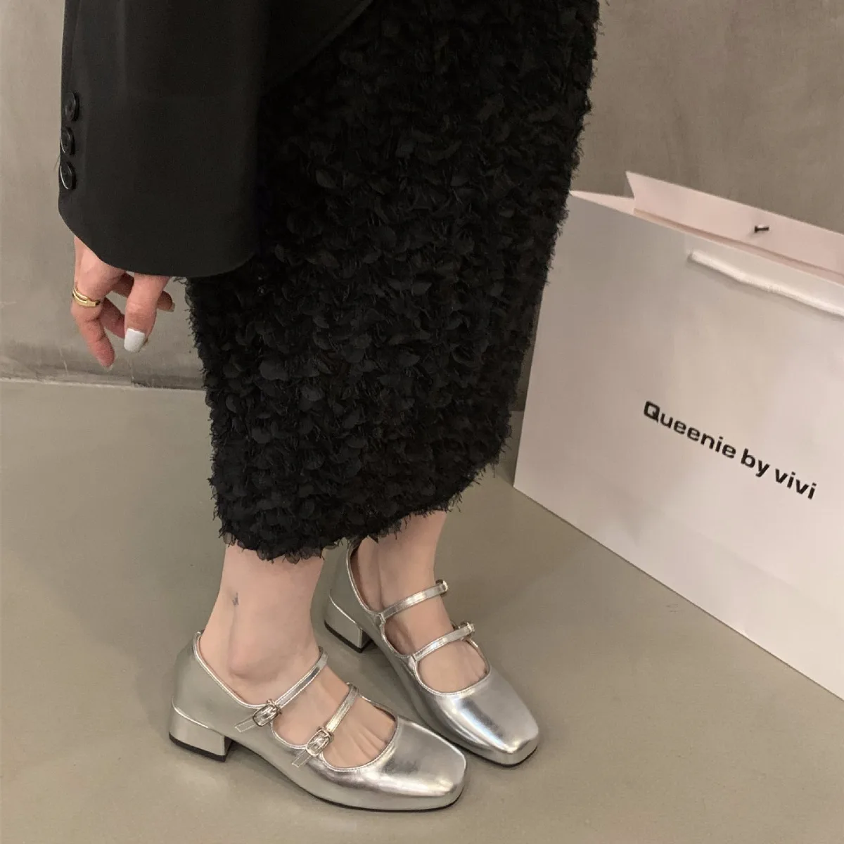 Mary Jane Shoes for Women  Retro Medium Heel Women's Single Shoes Fashion Gloss Soft Comfort Ballet Shoes Zapatos De Mujer