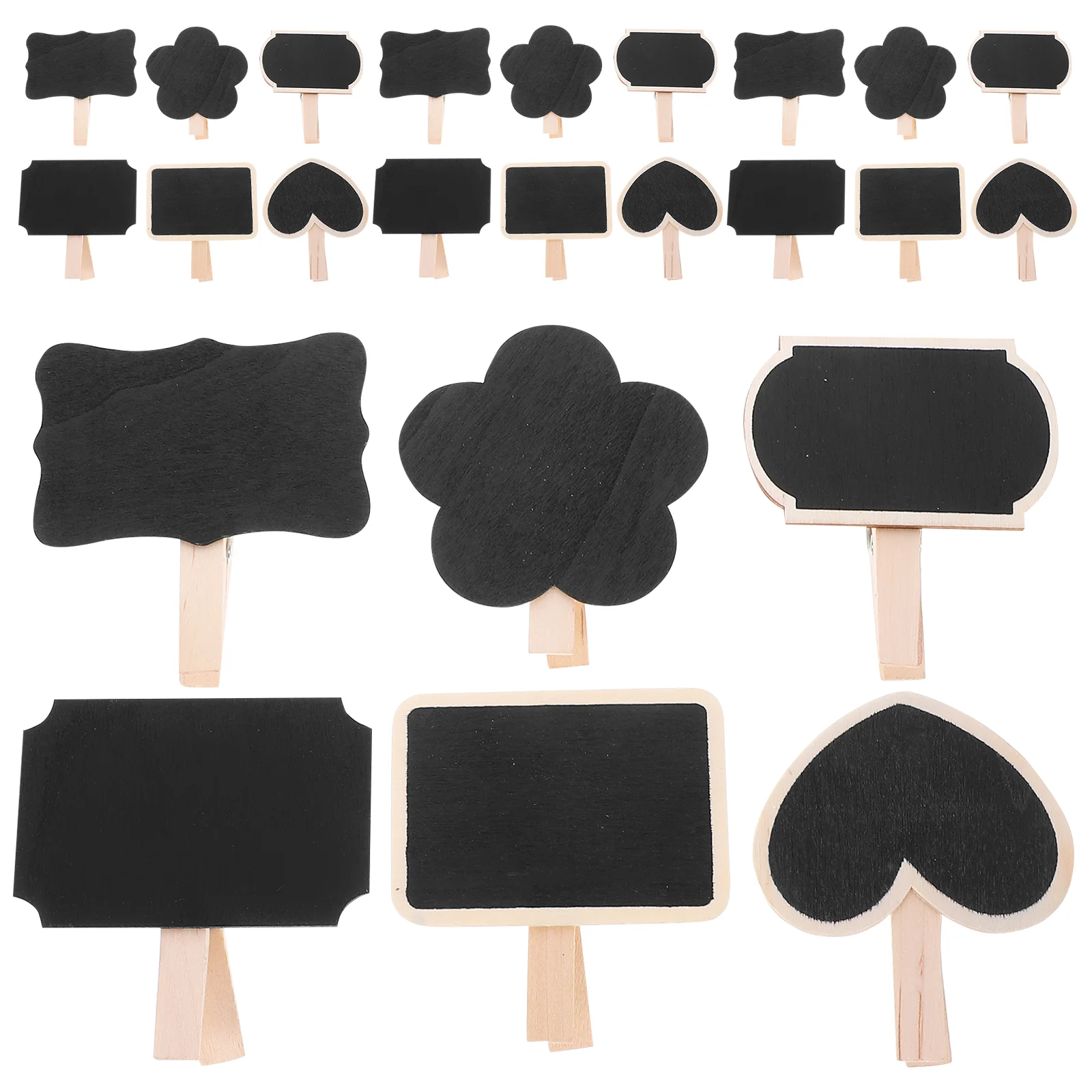 30Pcs Mini Wood Bill Clips Clip-on Blackboard Clips Message Boards Clips Cards Memos Label Clamps