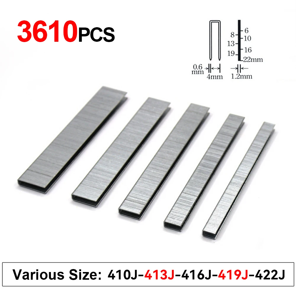 3610Pcs 410J 413J 416J 419J 422J Staple Woodworking Nails Framing Tacker For Electric Nails Stapler Gun Furniture Hand Tool 2