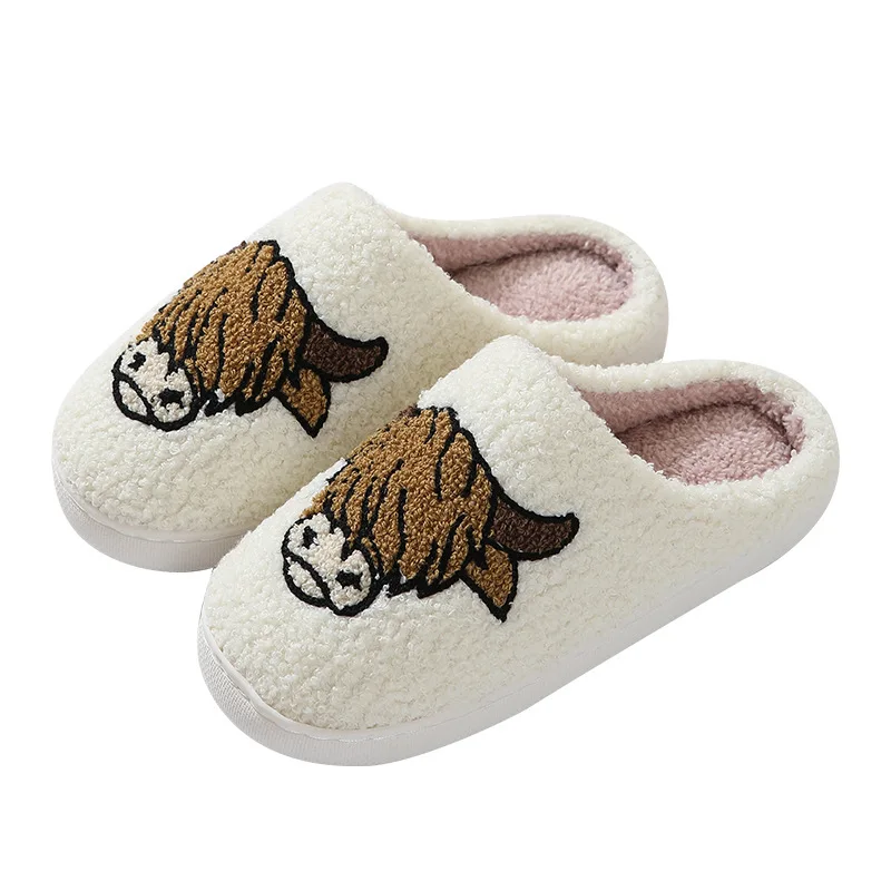 New Cute Cartoon Cow and Horse Winter Cotton Slippers for Men and Women Couples Thick Bottom Warm Cotton Slippers 5