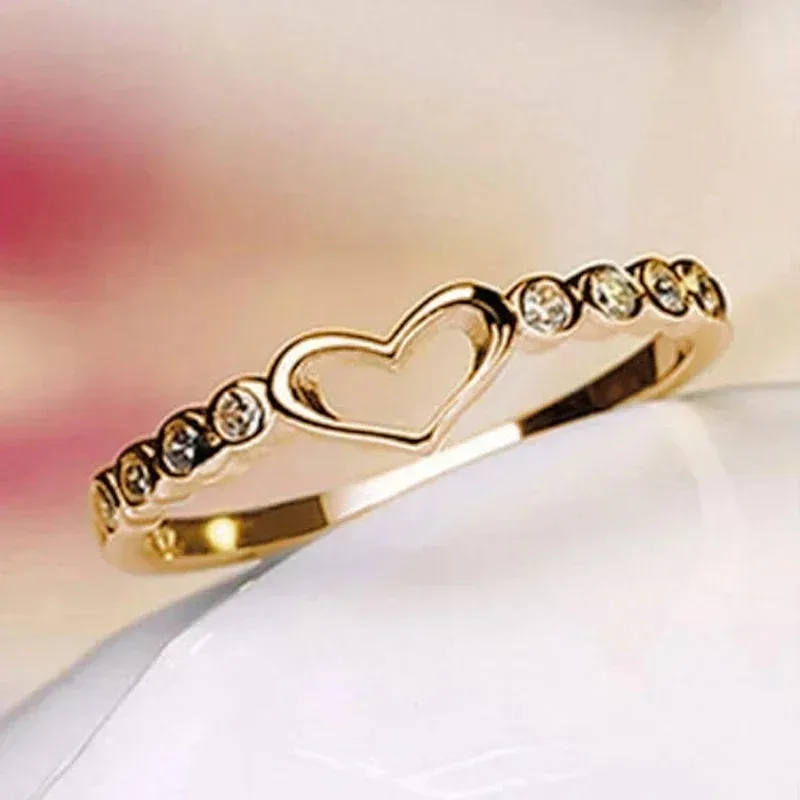 Minimalism Hollow Heart Finger Rings For Women Exquisite Thin Wedding Bands Accessories Anniversary Gift Statement Jewelry wedding rings finger rings fashion rings fashion ring