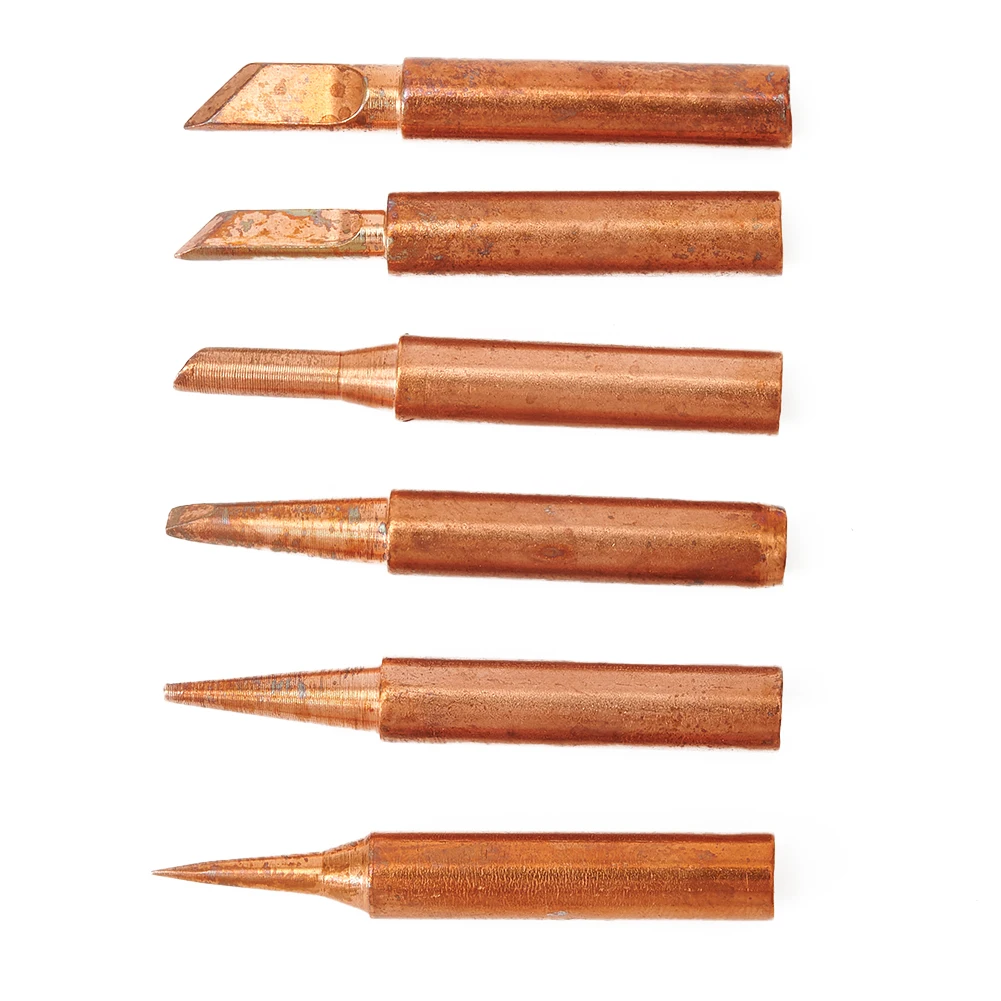 

Hand Soldering Tips Accessories Tool 936/937/938/969/8586/852D Lot 6pcs Kit 6 shapes Copper Solder Iron 900M-T