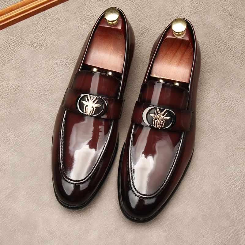 Leather shoes man patent leather foot cover style large size upscale dress marriage