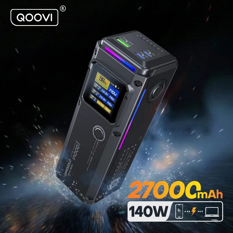 QOOVI – batterie externe portable 27000mAh PD 140W, charge rapide, capacité de batterie, pour iPhone, Macbook, ordinateur portable, Samsung, Xiaomi 1 QOOVI – batterie externe portable 27000mAh PD 140W, charge rapide, capacité de batterie, pour iPhone, Macbook, ordinateur portable, Samsung, Xiaomi 1