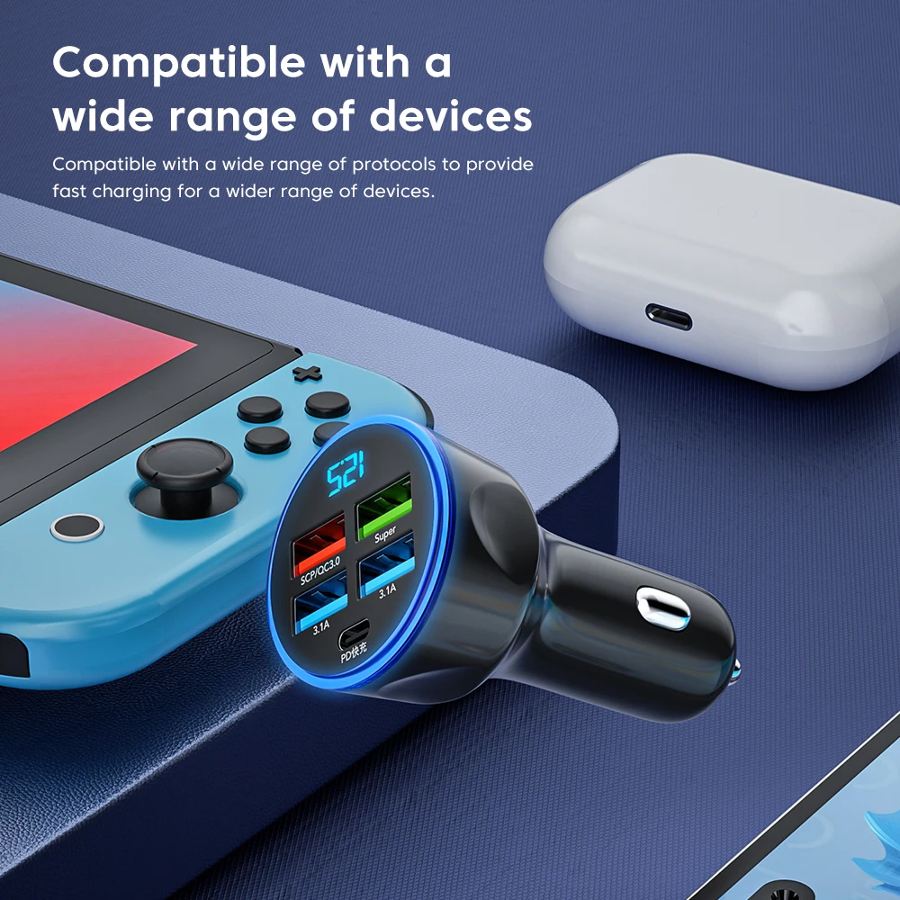 Car Phone Charger Olaf 5 Ports USB Car Charger Fast Charging Type C USB Adapter For iPhone 13 Pro Xiaomi Huawei Samsung