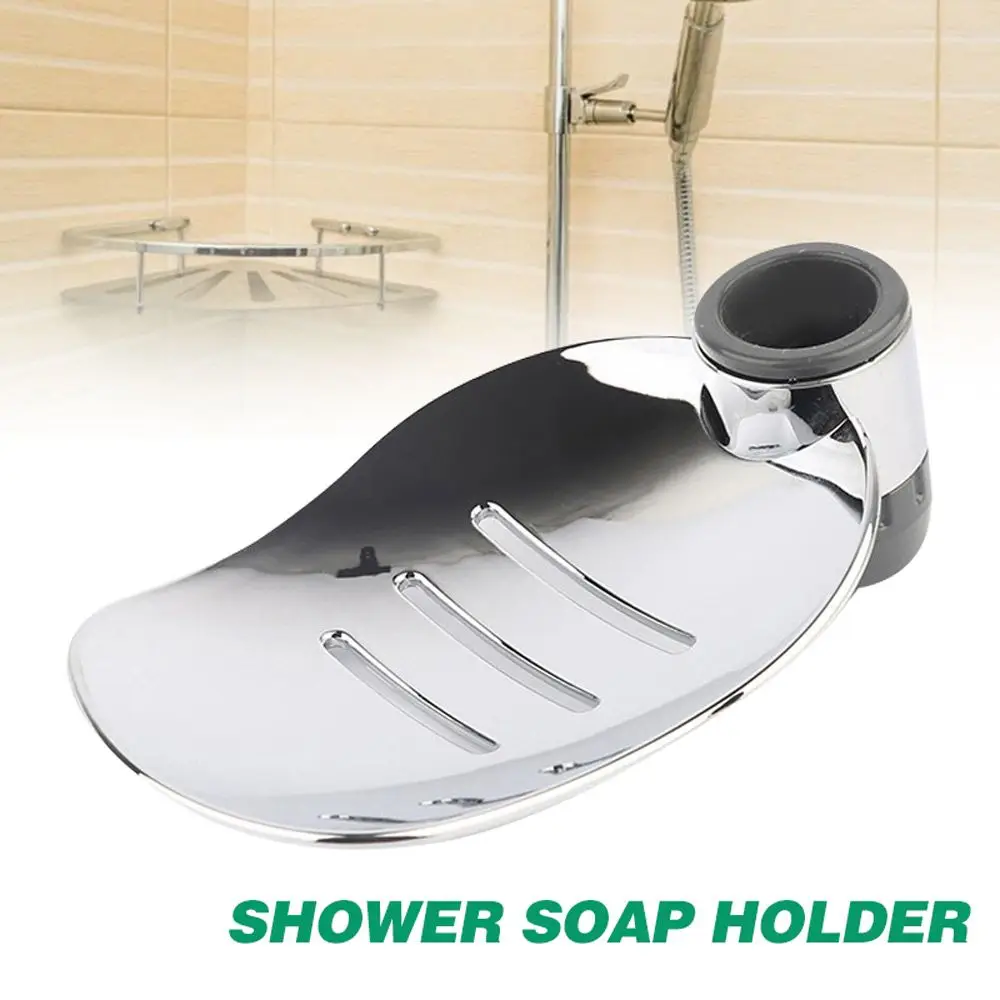 Description Picture 2 of item22/24/25MM For 22 24 25 mm Silver Bath Shower Home Adjustable Rail Slide Soap Dishes Soap Holder Leaf Shape Tray