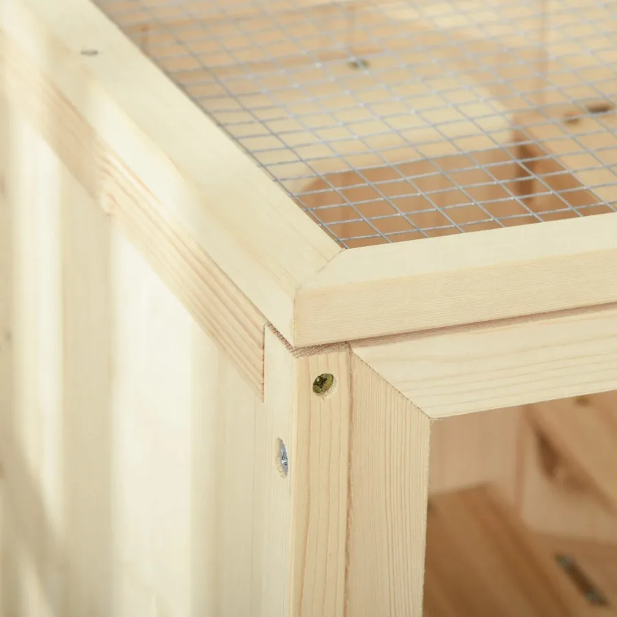 3-Tier Wooden Small Animal Cage with Openable Top Front Door Storage Shelf for Hamsters Mice Rats