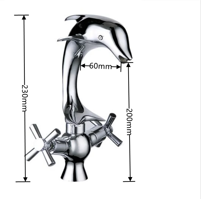 Chrome Polished Brass Basin Mixer Tap Dual Handle Hot and Cold Faucet Dolphin style bath mixer terneira faucet