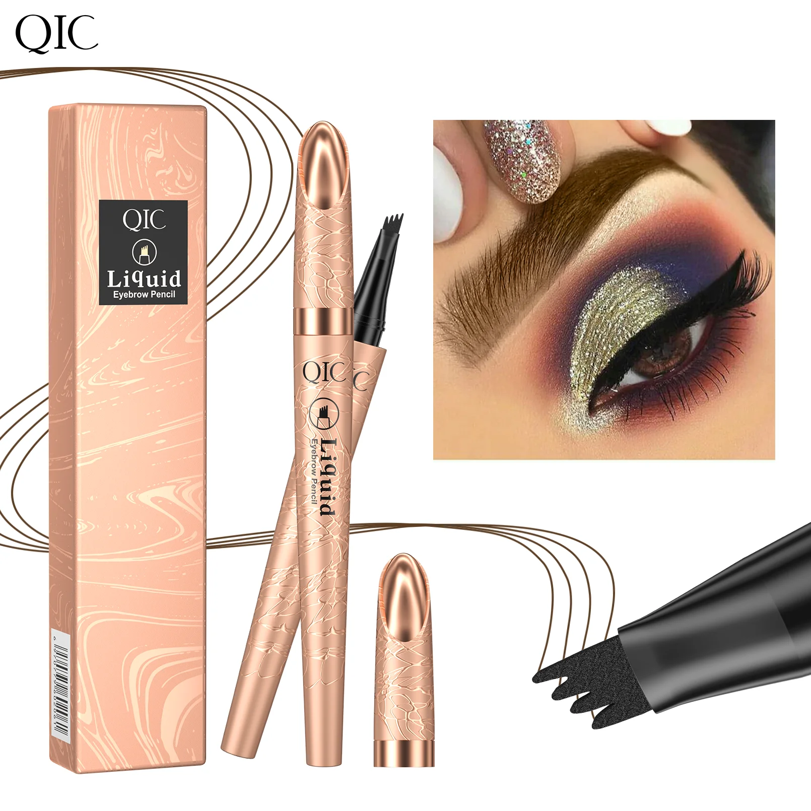 Eyebrow Pencil Liquid Waterproof Eyebrow Pencil Smudge-proof Brow Pencil With 4 Tip Microblade Eyebrow Pen Long-lasting Natural 4