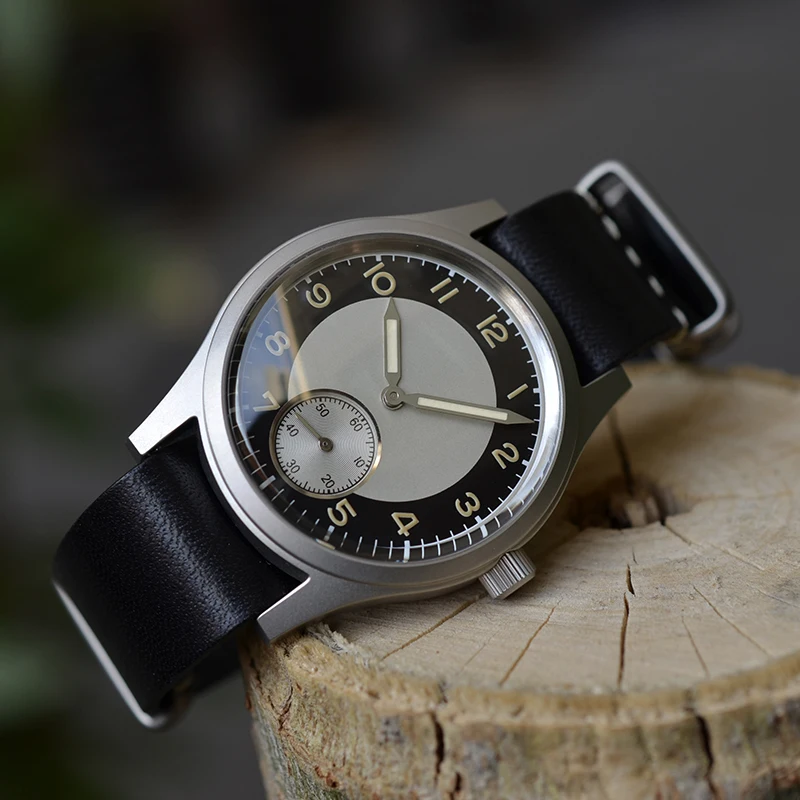 Baltany Tuxedo Retro Watch S2027 Quartz 36mm Sub Second Mini 1960s Popular Dress Stainless Steel Lumin Leather Strap Watches