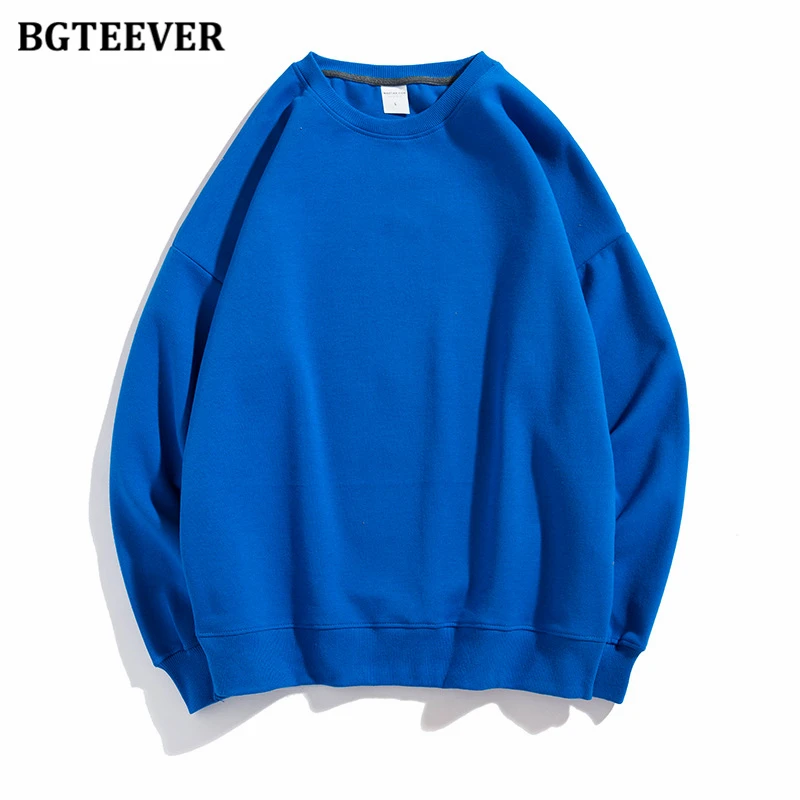 BGTEEVER Casual O-neck Loose Women Pullovers Spring Autumn Long Sleeve Basic Cotton Sweatshirts for Women