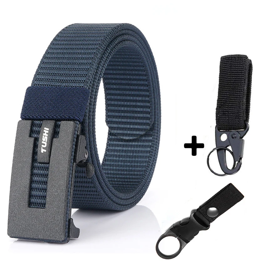 mens designer belts Brand Fashion Nylon Men Belt Alloy Automatic Buckle Casual Canvas Trousers Belt Tank Pattern New Designer Belts Male Waist Strap cool belts for men Belts