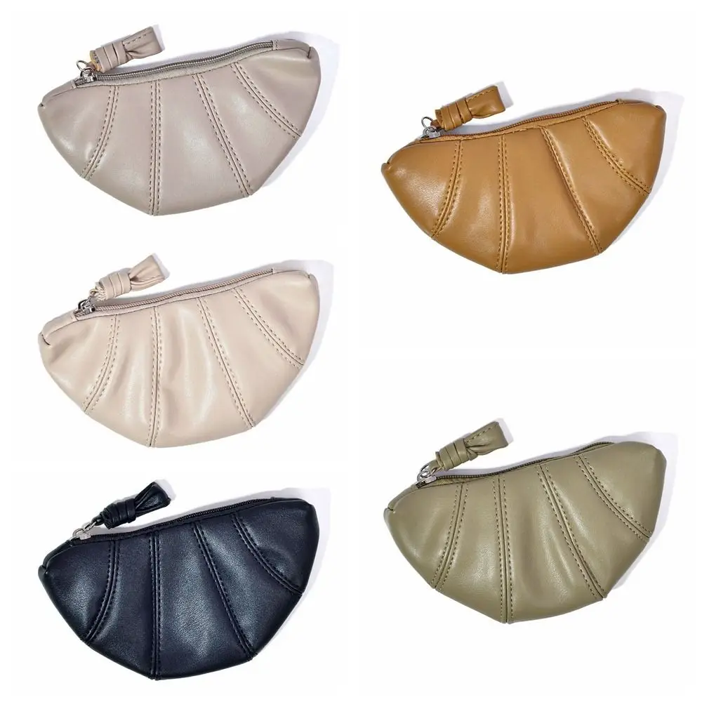 Pu Leather Croissant Wallet Fashion Car Key Bag Coin Purse Change Purse Handbag Cosmetic Bag Zipper Purse Outdoor