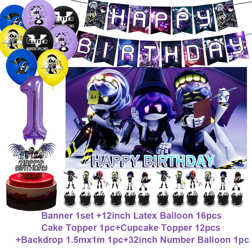 M-Murdered Drohnen Thema Hintergrund liefert Cartoon Geburtstag Party Dekoration Ballon Banner Kuchen Topper Kinder Lieblingsgeschenke – Detail 7