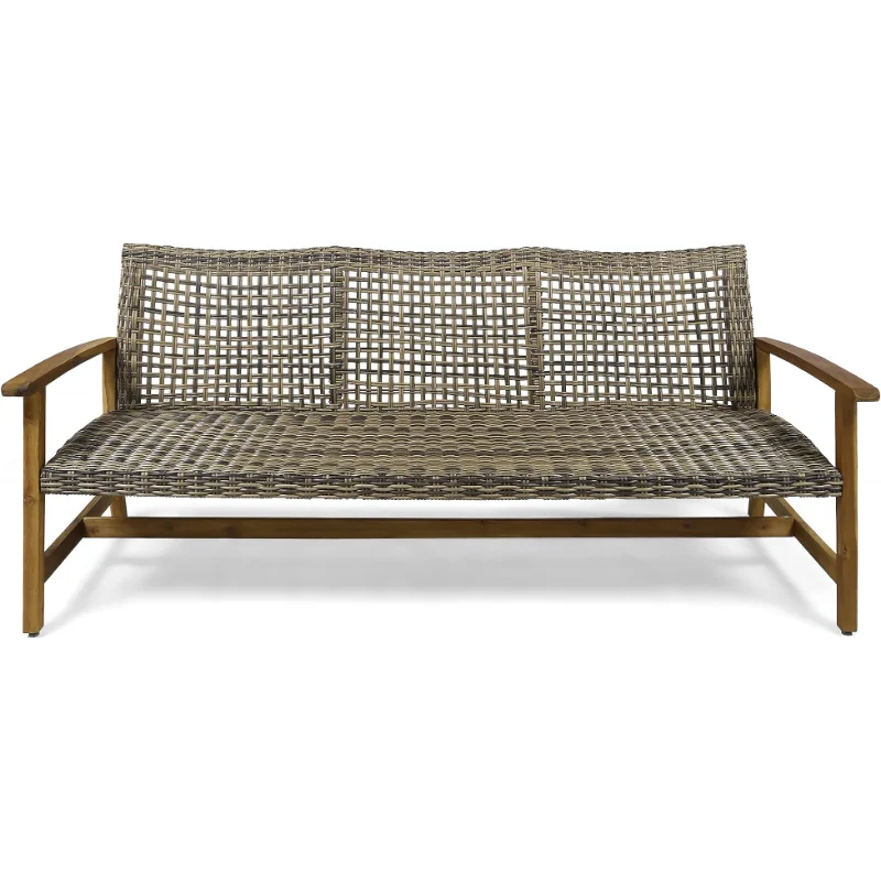 

Christopher Knight Home Marcia Outdoor Wood Sofa, Wicker, 75.50 x 31.00 x 31.50, Gray, Natural Stained Finish
