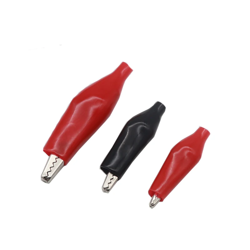 Metal Alligator Clip Crocodile Electrical Clamp Testing Probe Meter Black Red with Plastic 10PCS 28MM 35MM 45MM