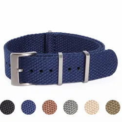 Enhanced Durable Cotton Nylon Strap Wristband - Soft Military Sport Bracelet - 22mm (A - Blue)