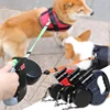 3in1 Double Head Automatic retractable Dog leash Flashlight Poop Bag Dispenser Reflective Pet Cat Extendable Puppy Traction Rope 1