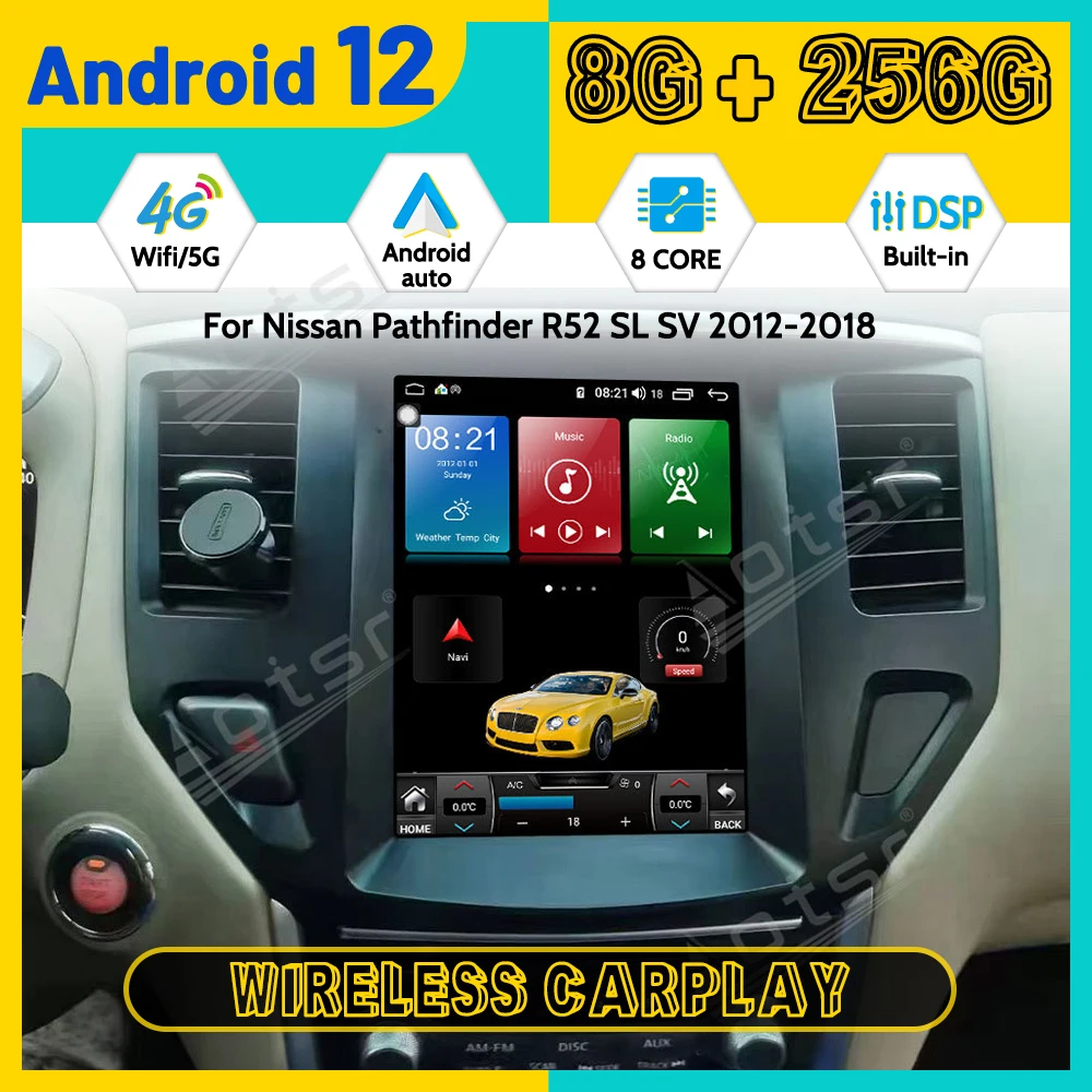 

Android 12 для Nissan Pathfinder R52 SL SV 2012-2018 автомобильное радио GPS Navi головное устройство мультимедийный плеер Тесла стиль аудио стерео