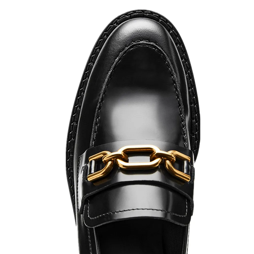 Jenny&Dave Casual Fashion Slip-On Flat Shoes Women Spring Ins Blogger Vintage Cowhide Increase Higher Leather Casual Loafers