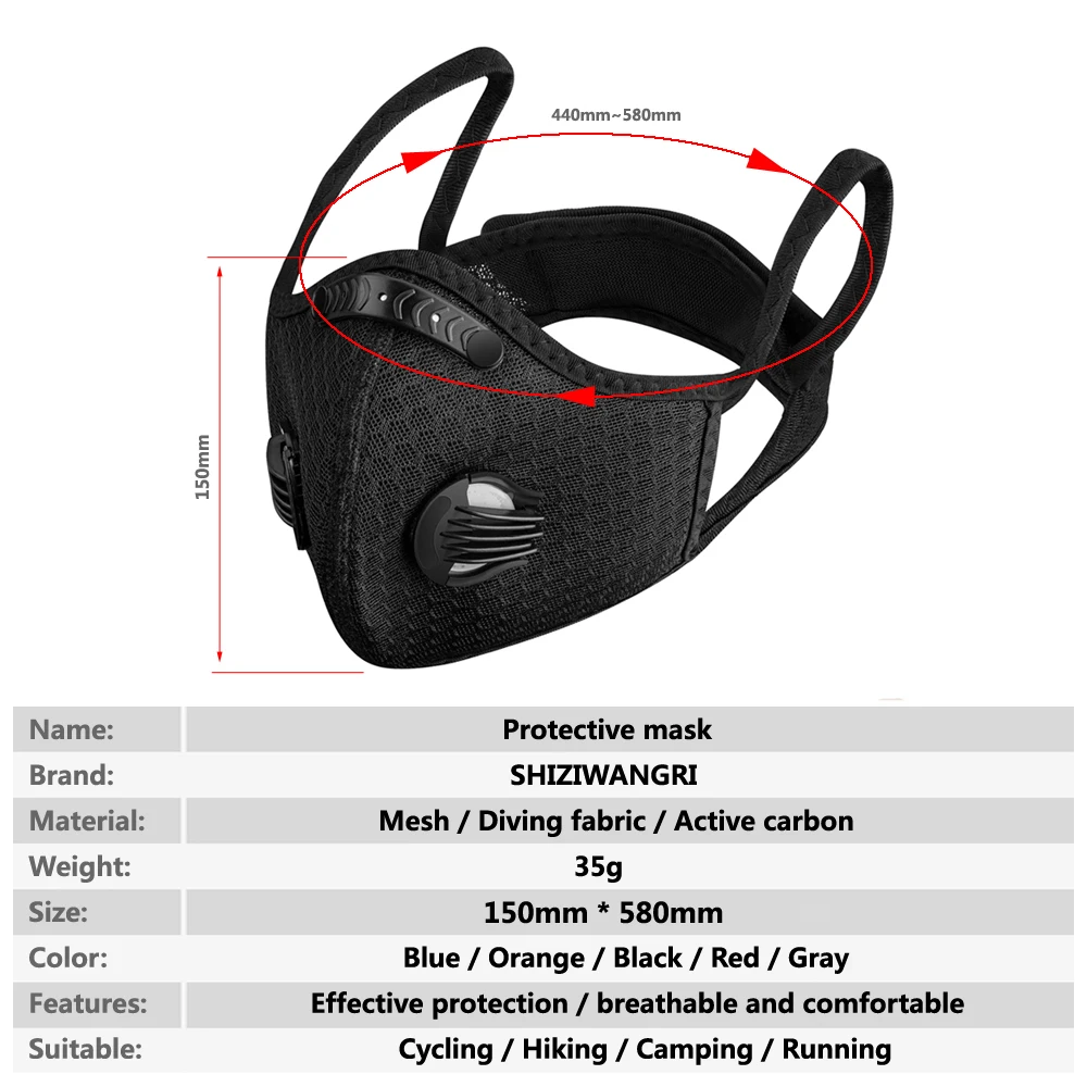 Outdoor Sports Anti-Pollution Reusable Cycling Face Mask Set