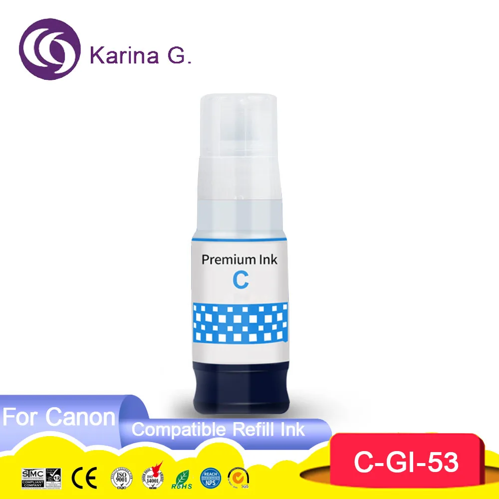 High Quality Compatible Water Based Refill Ink Bottle GI-53 GI53 GI 53 Refill Dy