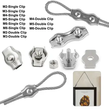 2-5pcs Waterproof Stainles Steel Wire Rope Clips Single/Double Grips Cable Clamps Chuck Lock M2-M6 Cable Wire Hardware Fastener