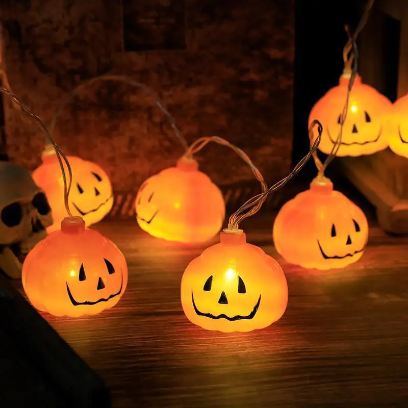 LED-Halloween-Kürbis-Dekorations-Lichterkette, festliche Dekorationen für drinnen und draußen, warme Lichter, verschiedene Modi, Dauerlicht, 688