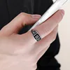 Trendy Men Ring Jewelry Adjustable Finger Accessorie Male Silver Plated Ring Fashion Flower Rectangle Crystal 5