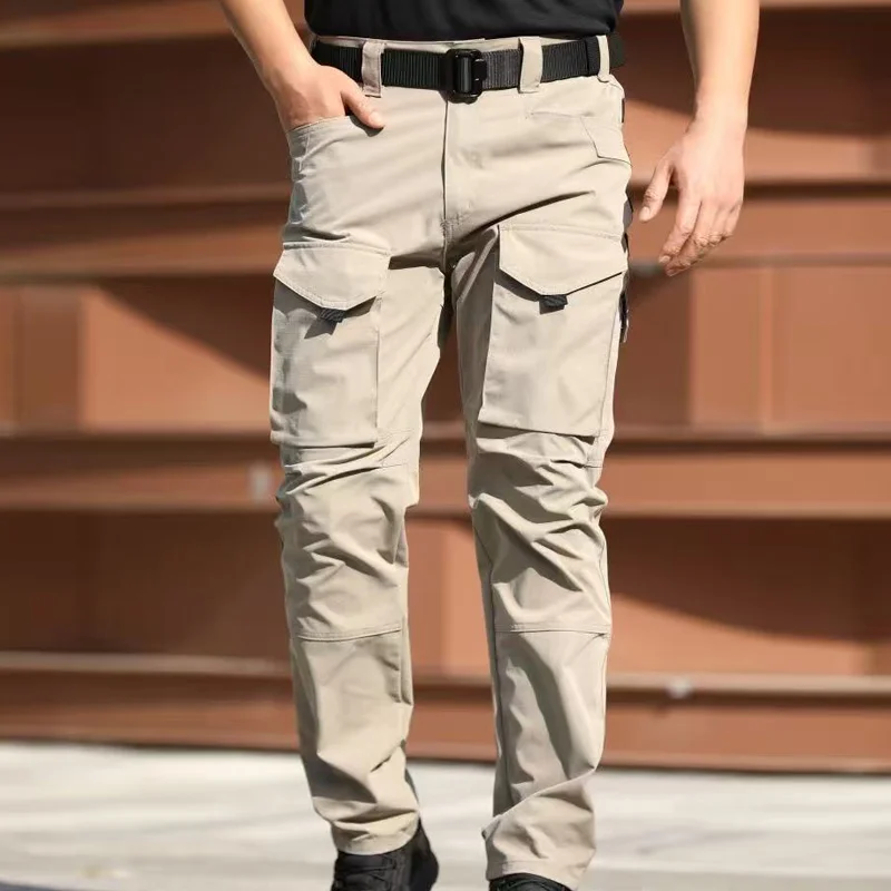 Herren-Cargo-Hose, militärisch, taktisch, Freizeithose, Frühling und Herbst, zum Wandern, Camping, Klettern, Armee, Kampf, Laufen, mit mehreren Taschen – Detail 8