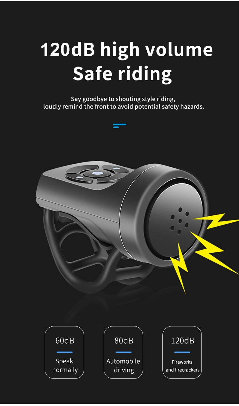 Description Picture 4 of itemESLNF Bicycle Bell Rechargeable Bike Motorcycle Electric Anti-theft Alarm Horn Loud Alarm Ring Bell Road Cycling Accessories