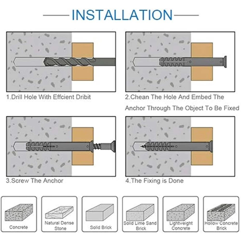 Drywall Anchor Kit Drywall Anchor Hollow Wall Anchor Set Plastic Wall Anchor 100 plastic wall anchors and 100 screws 10 sizes of carbon steel screws wall plug bolt combination kit plug anchor set