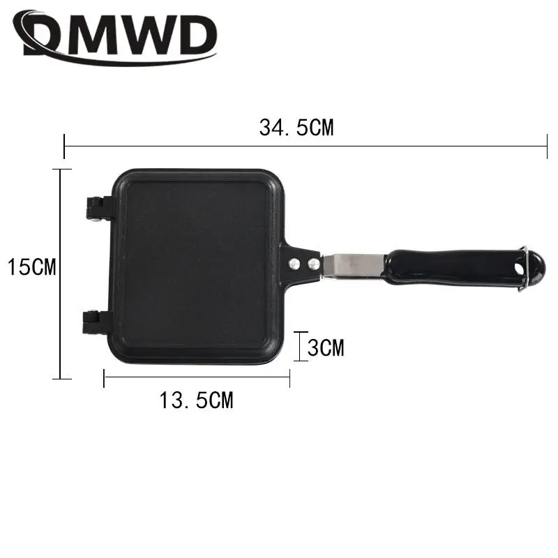 DMWD Non-Stick Sandwich baking pan Omelette Bread Toast bakeware for Breakfast manual Waffle Pancake Baking BBQ Grill frying pan