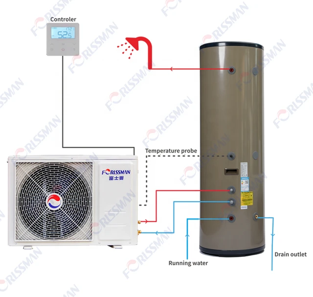 Factory OEM air source split heat pump water heater heating and supplying  hot water