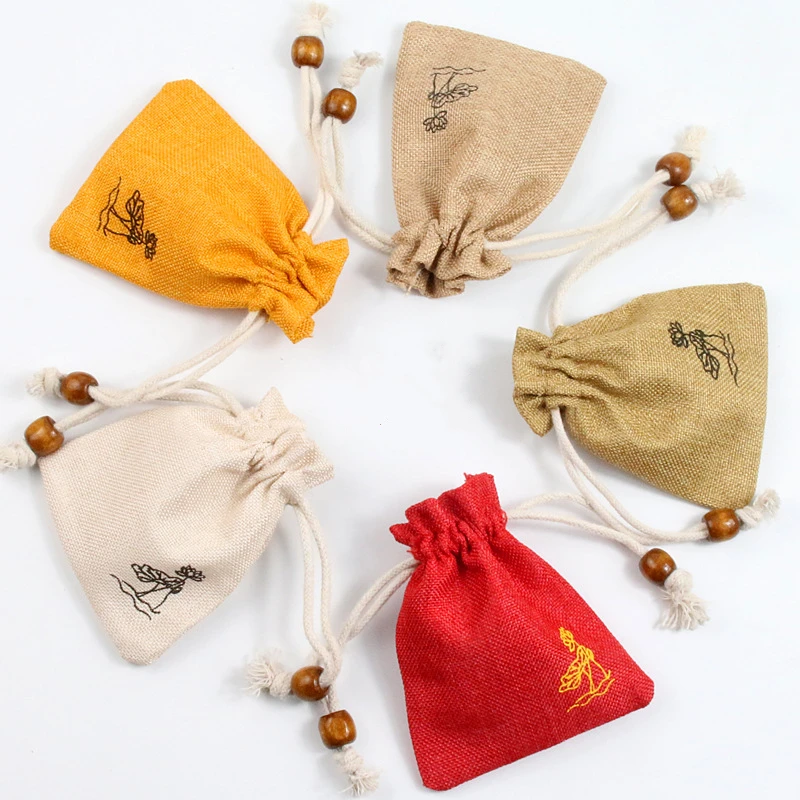 

Chinese Wind Cotton Hemp Sachet Empty Sachet Vintage Antique Jewelry Pouch Carry-on Bag Cloth Bag Lotus Gift Bag