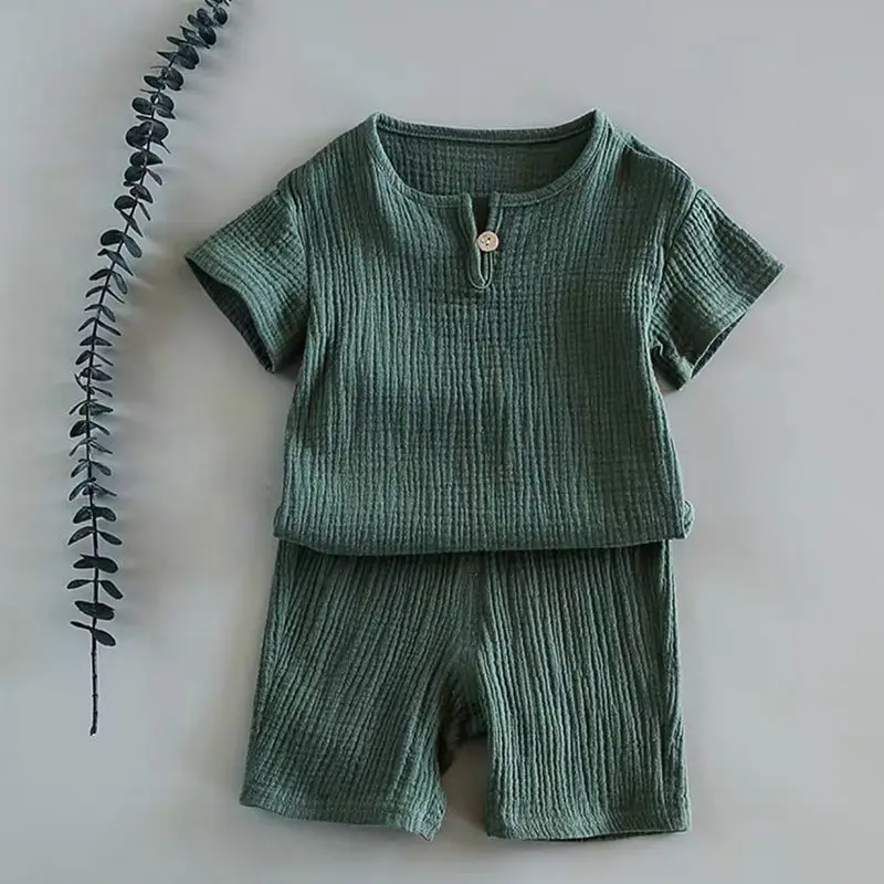 Boys And Girls Cotton Summer Suit New Baby Kids Short-Sleeved T-shirt + Shorts 2pcs Sets Children's Clothing WT766