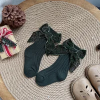 Baby Girls Christmas Socks Kids Cotton Big Bow Sock Solid Woolen Leg Warmers Girl Toddler Soft Thicken Socks For 0-5Years 4