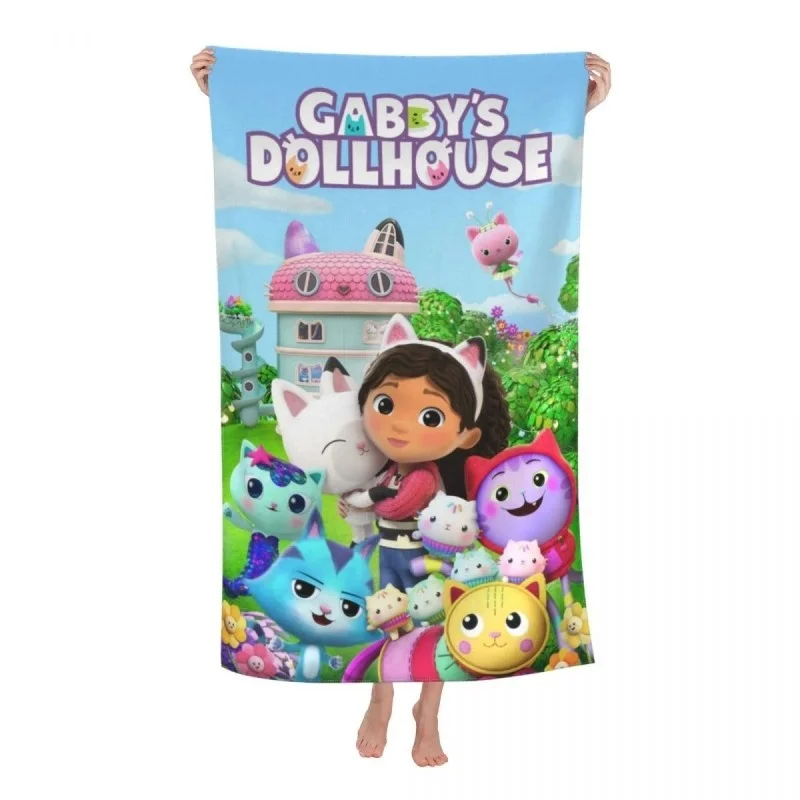 

Gabby's Dollhouse Bath Towel 3D Printed Microfiber Soft Water Absorbing Breathable For Girl Kids Decorative Cartoon Beach Towel