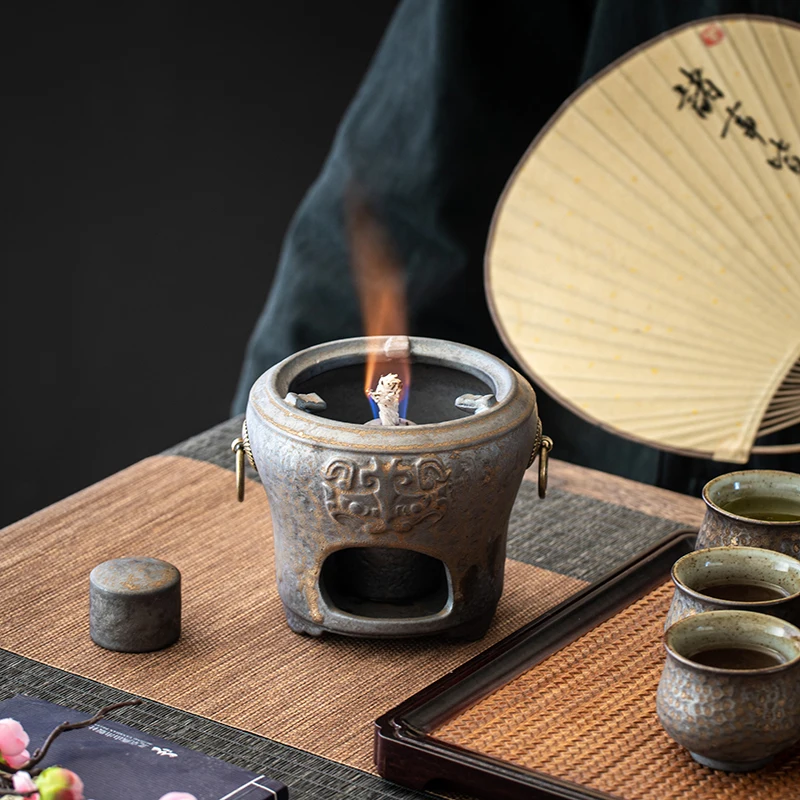 1 piece/1 set, antique ceramic teapot, alcohol lamp, ceramic heating base, tea making set, indoor fireplace stove, outdoor teapo